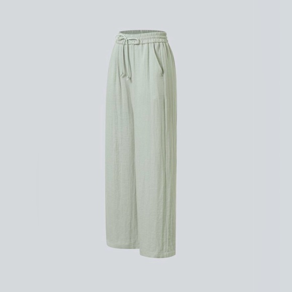 Halara High Waisted Drawstring Pocket Wide Leg Casual Linen-Feel Pants - Picture 8 of 10